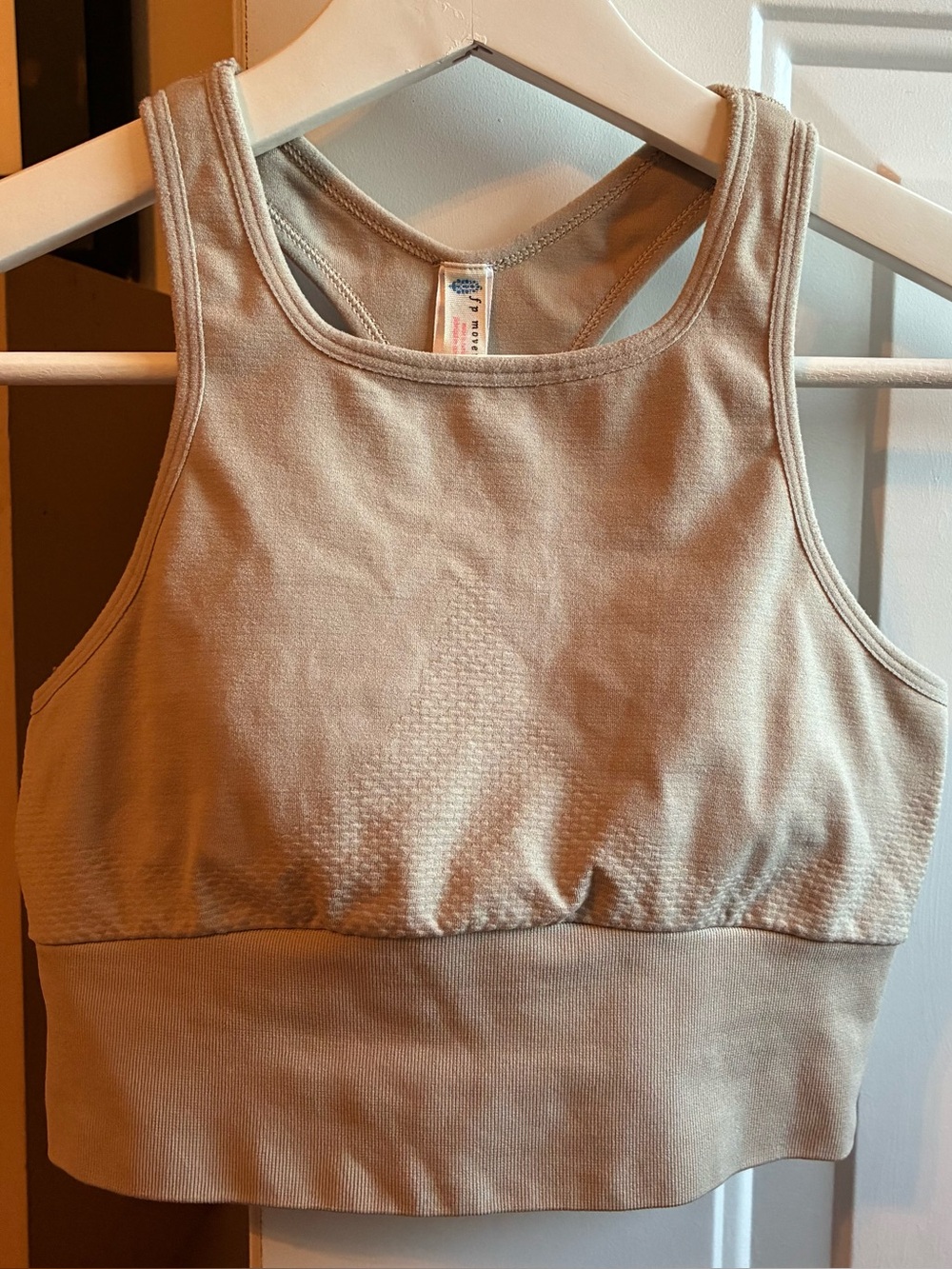FP Movement by Free People Ribbed Seamless Racerback Bralette - Taupe/Nude